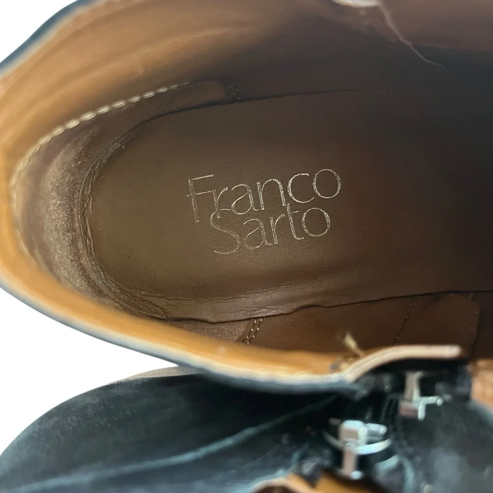 Franco Sarto Women’s Sz 7.5M Black Suede Leather Side Zipper Laslo Ankle Booties